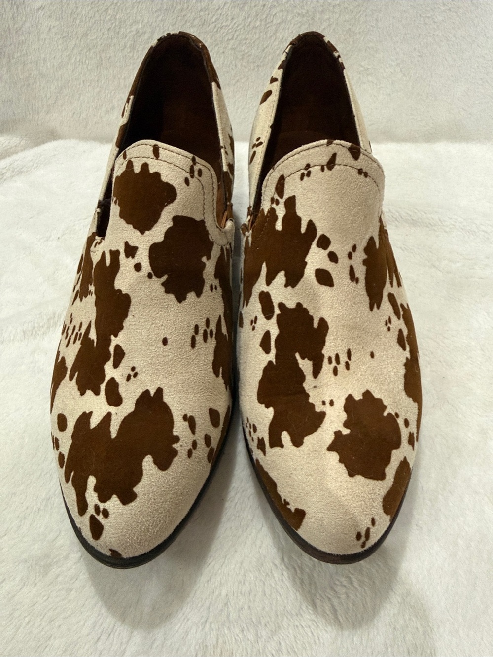 Pierre Dumas Brown and White Cowprint Slip-On Mules - Picture 3 of 3